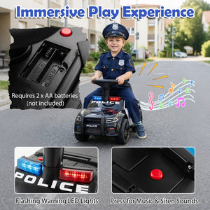 Toddler Sliding Car with Steering Wheel and Under-Seat Storage Push-Black view 6