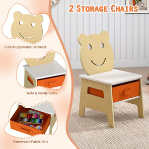 Toddler Table and 2 Chairs 5-in-1 Cute Art Desk Set with Reversible Chalkboard Whiteboard-Natural view 8