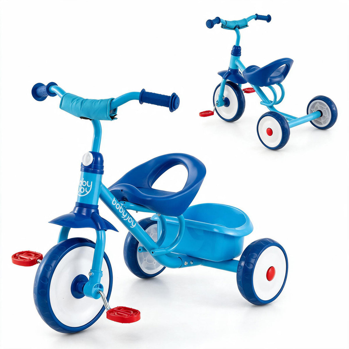 Toddler Tricycle for Boys and Girls 2-5 Years Old, with Removable Rear Storage Basket-Blue