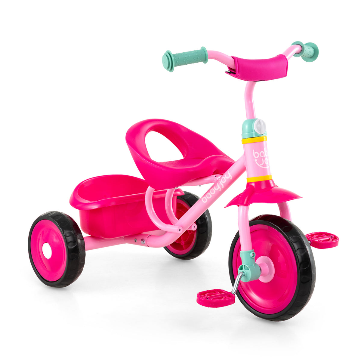 Toddler Tricycle for Boys and Girls 2-5 Years Old, with Removable Rear Storage Basket-Pink view 4