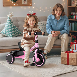 Toddler Tricycle Kids Trike with Adjustable Seat and Storage Basket Aged 3-5 Years Old-Pink view 2