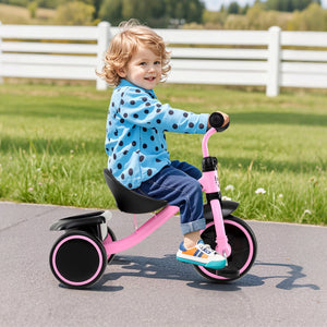 Toddler Tricycle Kids Trike with Adjustable Seat and Storage Basket Aged 3-5 Years Old-Pink view 3