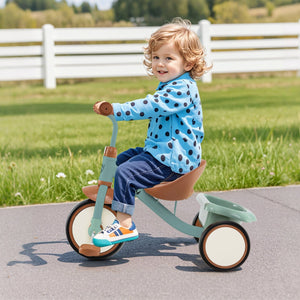 Toddler Tricycle Kids Trike with Adjustable Seat and Basket Aged 3-5 Years Old-Green view 2