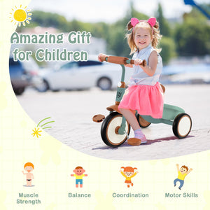 Toddler Tricycle Kids Trike with Adjustable Seat and Basket Aged 3-5 Years Old-Green view 9