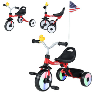 Toddler Tricycle with 3-Position Seat and Storage Basket for Kids-Red view 3