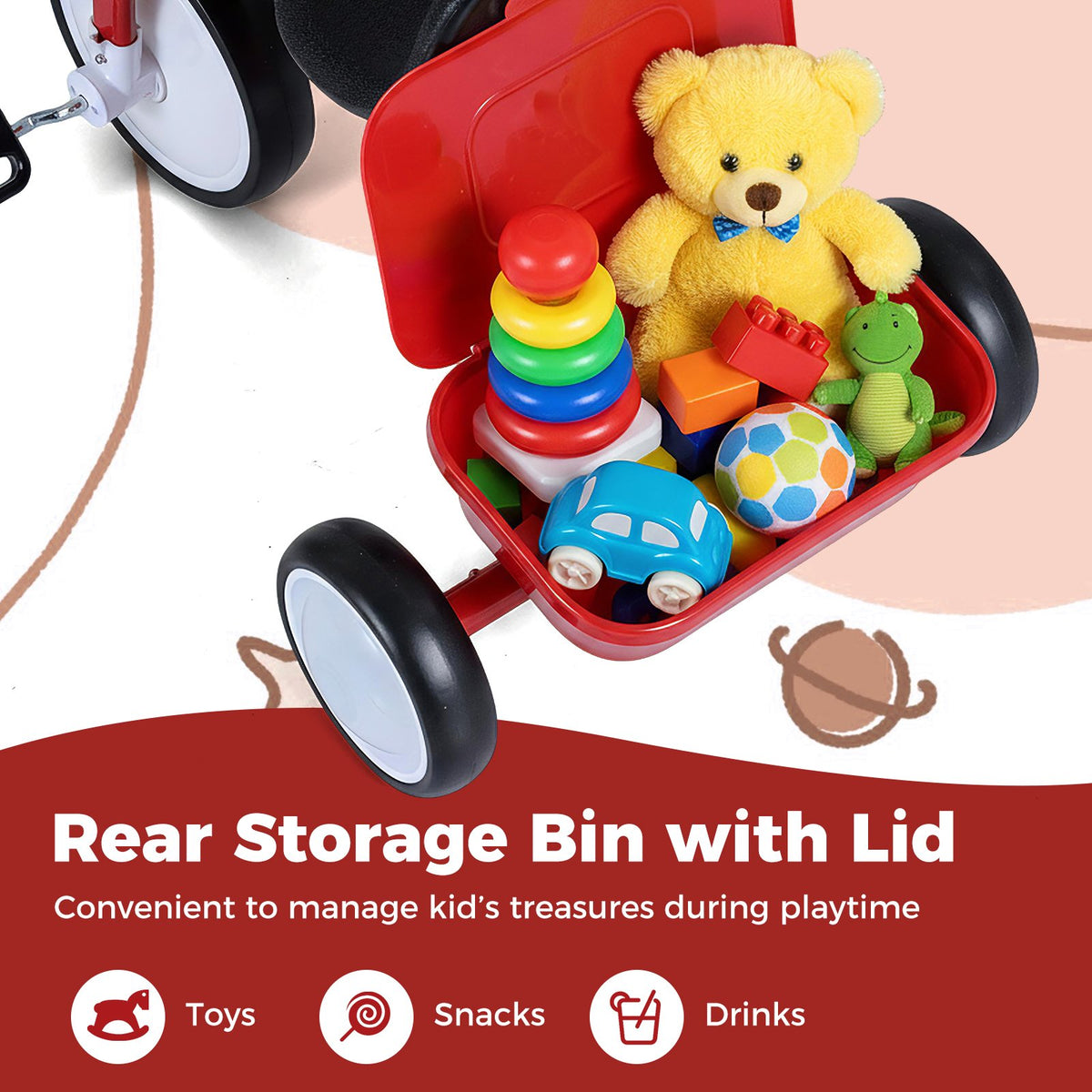 Toddler Tricycle with Glowing Wheels and 4-Level Adjustable Seat view 7