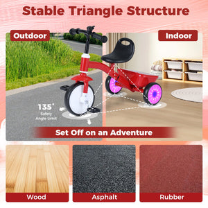 Toddler Tricycle with Glowing Wheels and 4-Level Adjustable Seat view 9