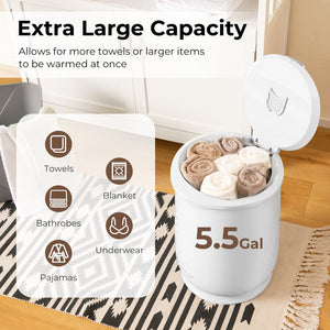 Towel Warmer Bucket with Auto Shut Off for Bathroom-White view 9