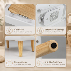 Towel Warmer Bucket with Foldable Design and Auto Shut Off for Bathroom-Natural view 5