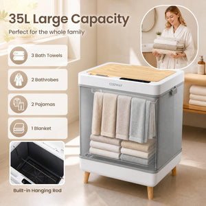 Towel Warmer Bucket with Foldable Design and Auto Shut Off for Bathroom-Natural view 8