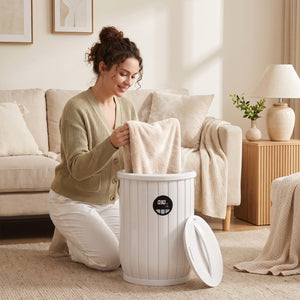 Towel Warmer Heated Bucket with Auto Shut Off and Fragrance Tray for Bathrooms-White view 3