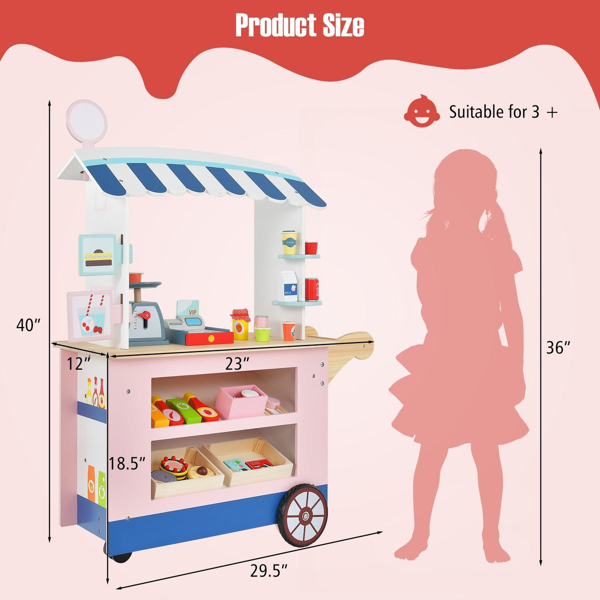 Toy Cart Play Set with POS Machine and Lovely Scale-Multicolor view 5