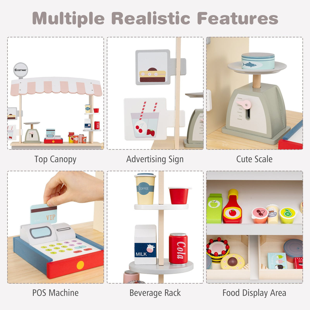 Toy Cart Play Set with POS Machine and Lovely Scale-Gray view 6