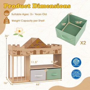 Toy Storage Organizer with Stuffed Animal Storage and Open Shelves-Natural view 4