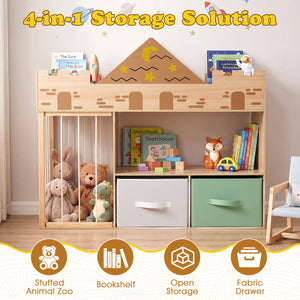 Toy Storage Organizer with Stuffed Animal Storage and Open Shelves-Natural view 5