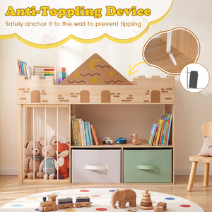 Toy Storage Organizer with Stuffed Animal Storage and Open Shelves-Natural view 7