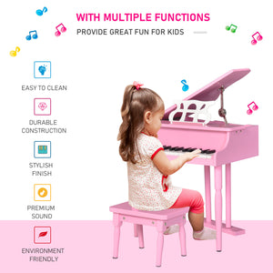 Modern Kids Piano, 30 Keys, Set of 2, Mini Toy for Child, Grand Piano with Music Stand and Bench – view 13