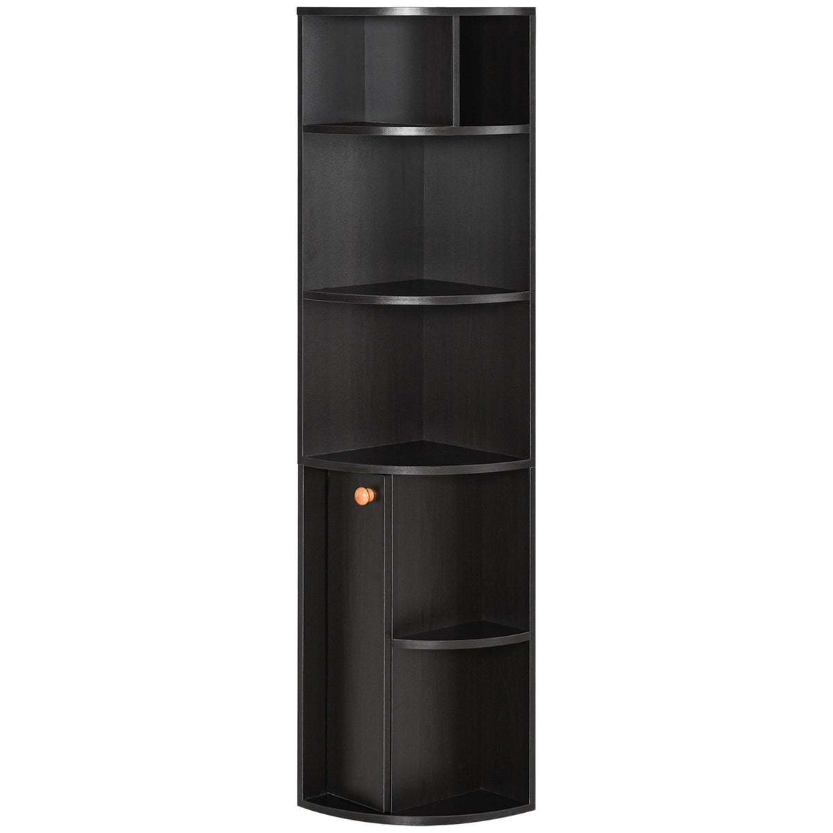 5-Tier Corner Bookcase, Storage Bookshelf, Freestanding Display Shelves with Open Compartments and Cabinet