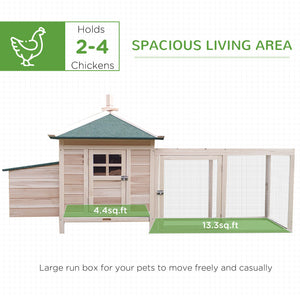 77" Chicken Coop Hen House Rabbit Hutch Poultry Cage Pen Outdoor Backyard with Nesting Box Run Natural – view 3