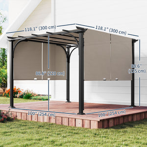 10' x 10' Outdoor Pergola Patio Gazebo Canopy Sun Shelter, Steel Frame, Beige – view 2