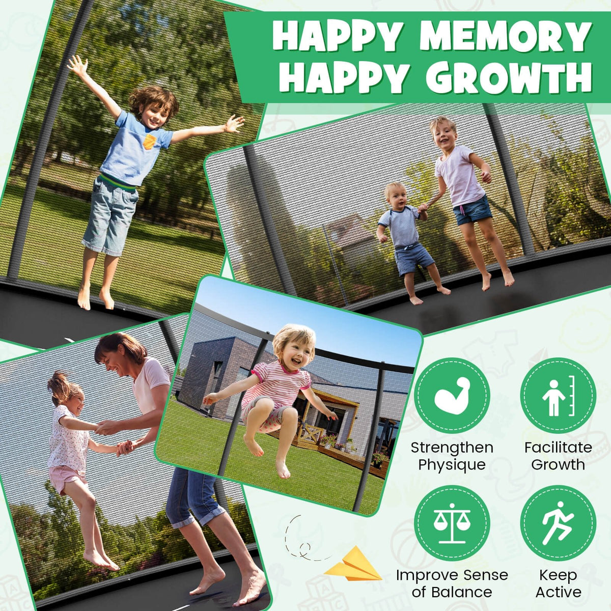 12FT ASTM Approved Recreational Trampoline with Ladder-Black view 5