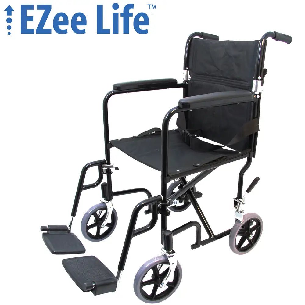 EZee Life CH1041 Lightweight Transport Chair, 17" x 16" Seat, 300 lb