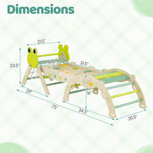 Triangle Climbing Set Foldable Jungle Gym with Arch Ramp and Climber-Green view 5