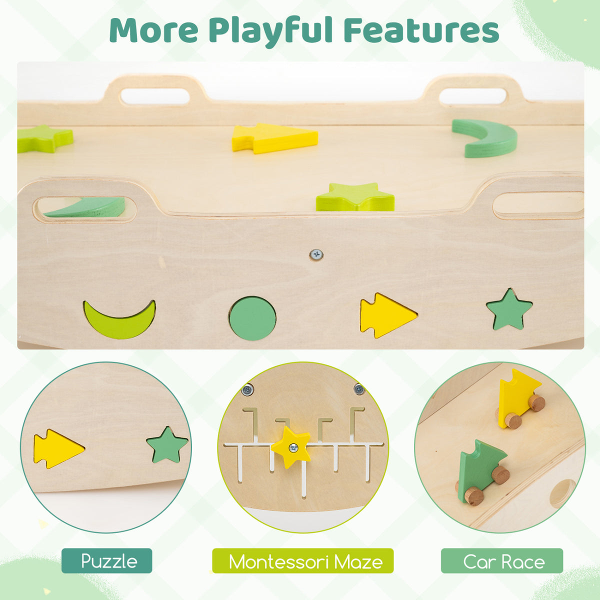 Triangle Climbing Set Foldable Jungle Gym with Arch Ramp and Climber-Green view 7