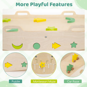 Triangle Climbing Set Foldable Jungle Gym with Arch Ramp and Climber-Green view 7