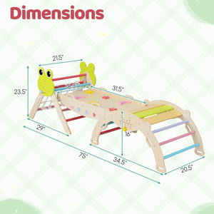 Triangle Climbing Set Foldable Jungle Gym with Arch Ramp and Climber-Multicolor view 5