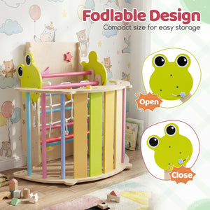 Triangle Climbing Set Foldable Jungle Gym with Arch Ramp and Climber-Multicolor view 9