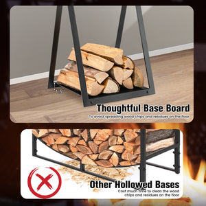 Triangle Firewood Rack with Raised Base for Fireplace Fire Pit-Black view 9