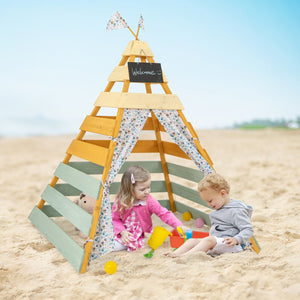 Triangle Hideaway Playhouse with Removable Chalkboard for Indoor and Outdoor view 2