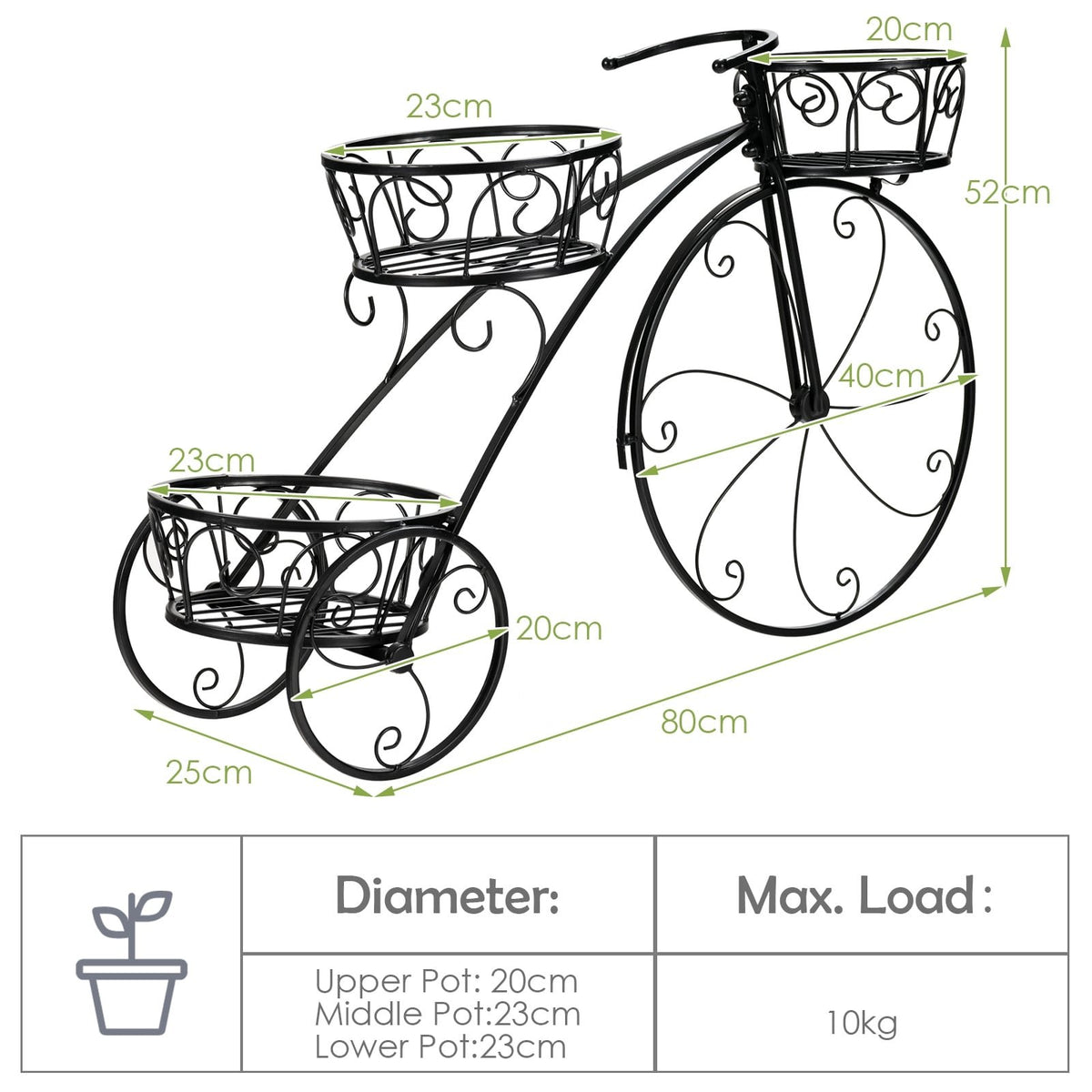 Tricycle Plant Stand Flower Pot Cart Holder in Parisian Style view 5