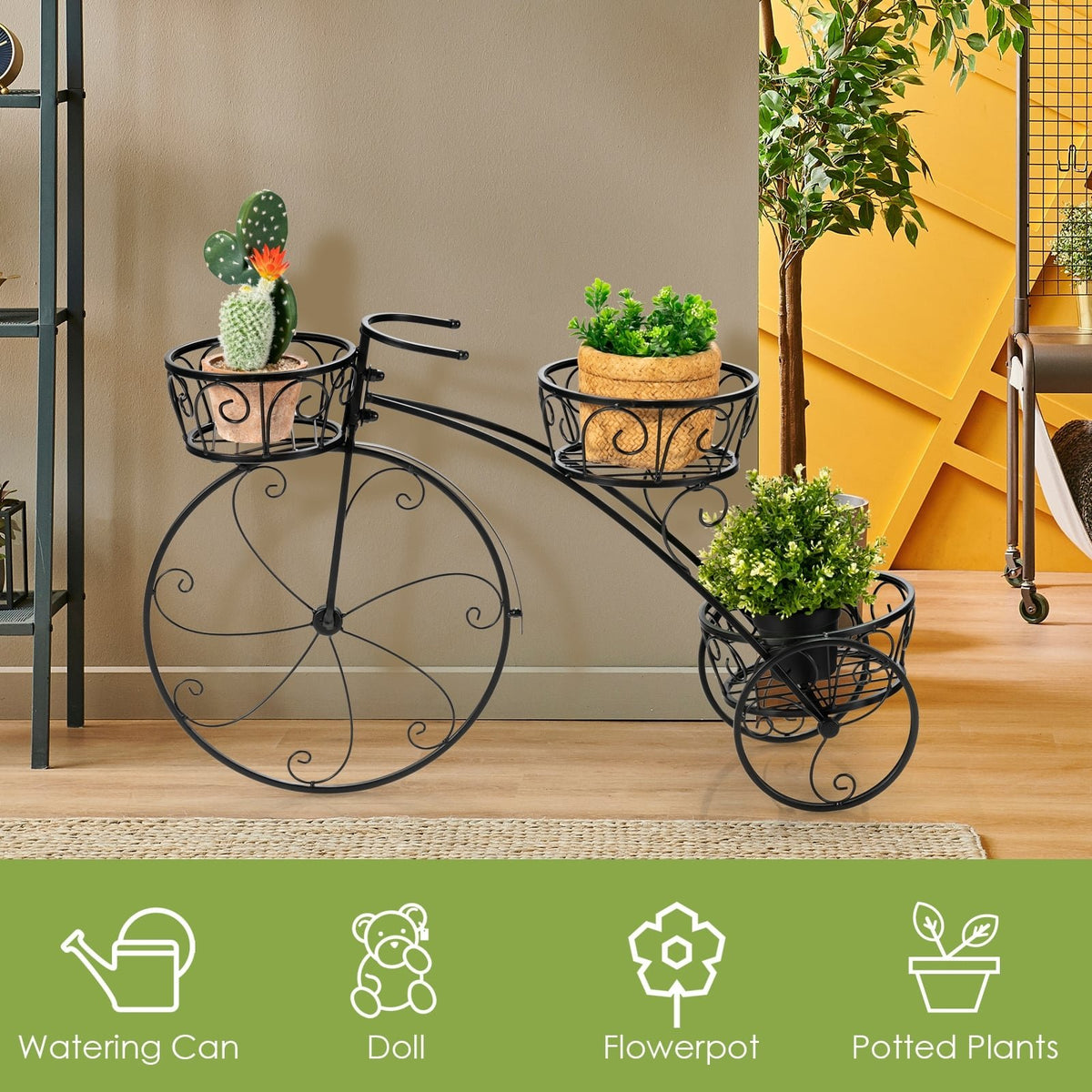 Tricycle Plant Stand Flower Pot Cart Holder in Parisian Style view 6