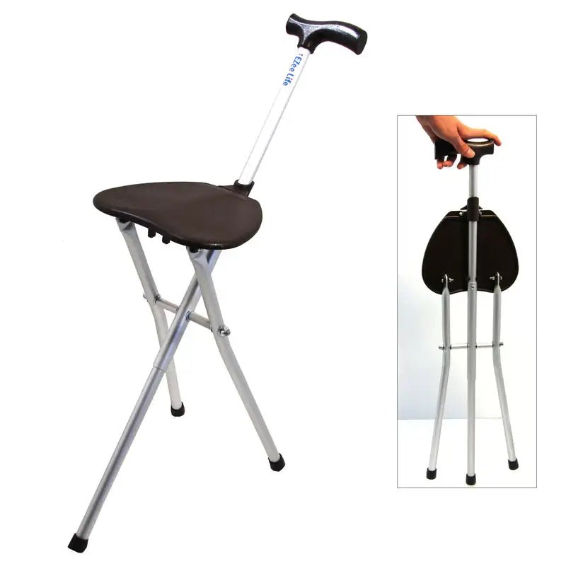 EZee Life Tripod Seat Cane, Fold-Up Seat, 220 lb