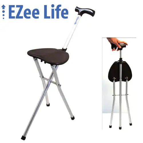 EZee Life Tripod Seat Cane, Fold-Up Seat, 220 lb
