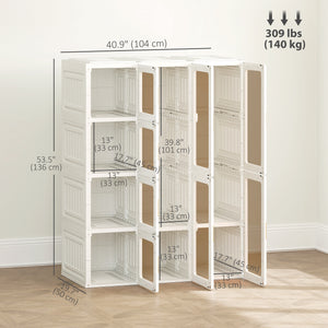 Portable Wardrobe, Foldable Plastic Closet with 8 Compartments, 2 Hanging Rods and Magnetic Clear Doors – view 2