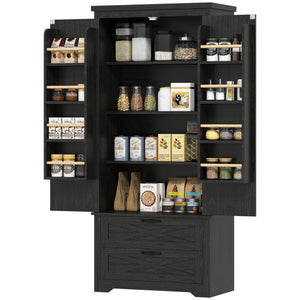 Farmhouse Kitchen Pantry Storage Cabinet, 64" Freestanding Kitchen Pantry Cabinet with Drawers