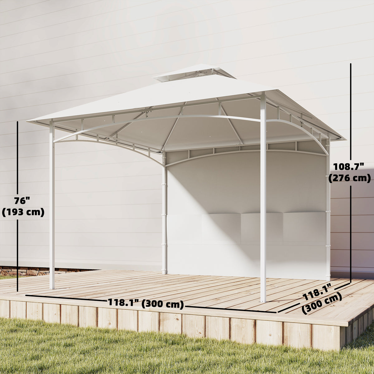 10' x 10' Patio Gazebo, Double Roof Outdoor Gazebo Canopy Shelter with Storage, Hook, Metal Frame, Dark Grey – view 9