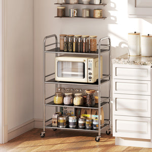 3 Tier Stainless Steel Rolling Cart with Adjustable Shelf, Utility Cart on Wheels with Handles for Kitchen – view 14