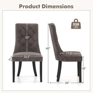 Tufted Dining Chairs Set of 2 with High Backrest and Padded Seat-Gray view 4