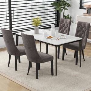 Tufted Dining Chairs Set of 2 with High Backrest and Padded Seat-Gray view 5