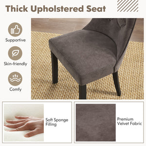 Tufted Dining Chairs Set of 2 with High Backrest and Padded Seat-Gray view 7
