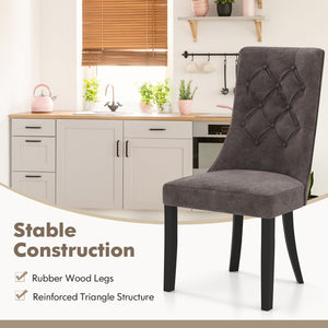 Tufted Dining Chairs Set of 2 with High Backrest and Padded Seat-Gray view 8