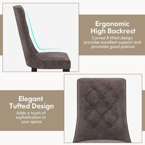 Tufted Dining Chairs Set of 2 with High Backrest and Padded Seat-Gray view 9