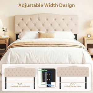 Tufted Upholstered Head Board for Queen and Full Size Bed with 2 AC Outlets-Beige view 9