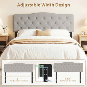 Tufted Upholstered Head Board for Queen and Full Size Bed with 2 AC Outlets-Gray view 9