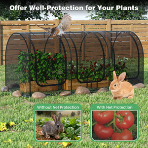 Tunnel Crop Cage Large Portable Plant Protection Tent with 3 Roll-up Zippered Doors view 6
