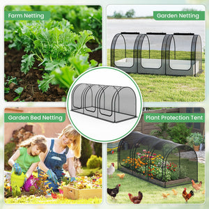 Tunnel Crop Cage Large Portable Plant Protection Tent with 3 Roll-up Zippered Doors view 8